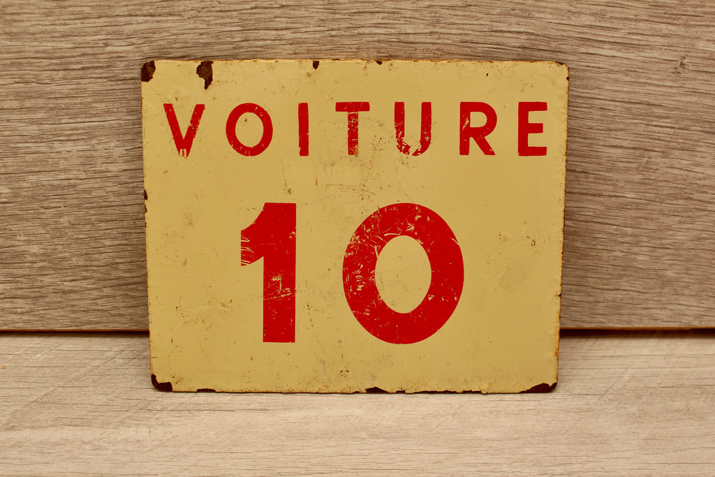 Vintage French SNCF Railway Carriage Sign Voiture 10 Lille Detling Salvage