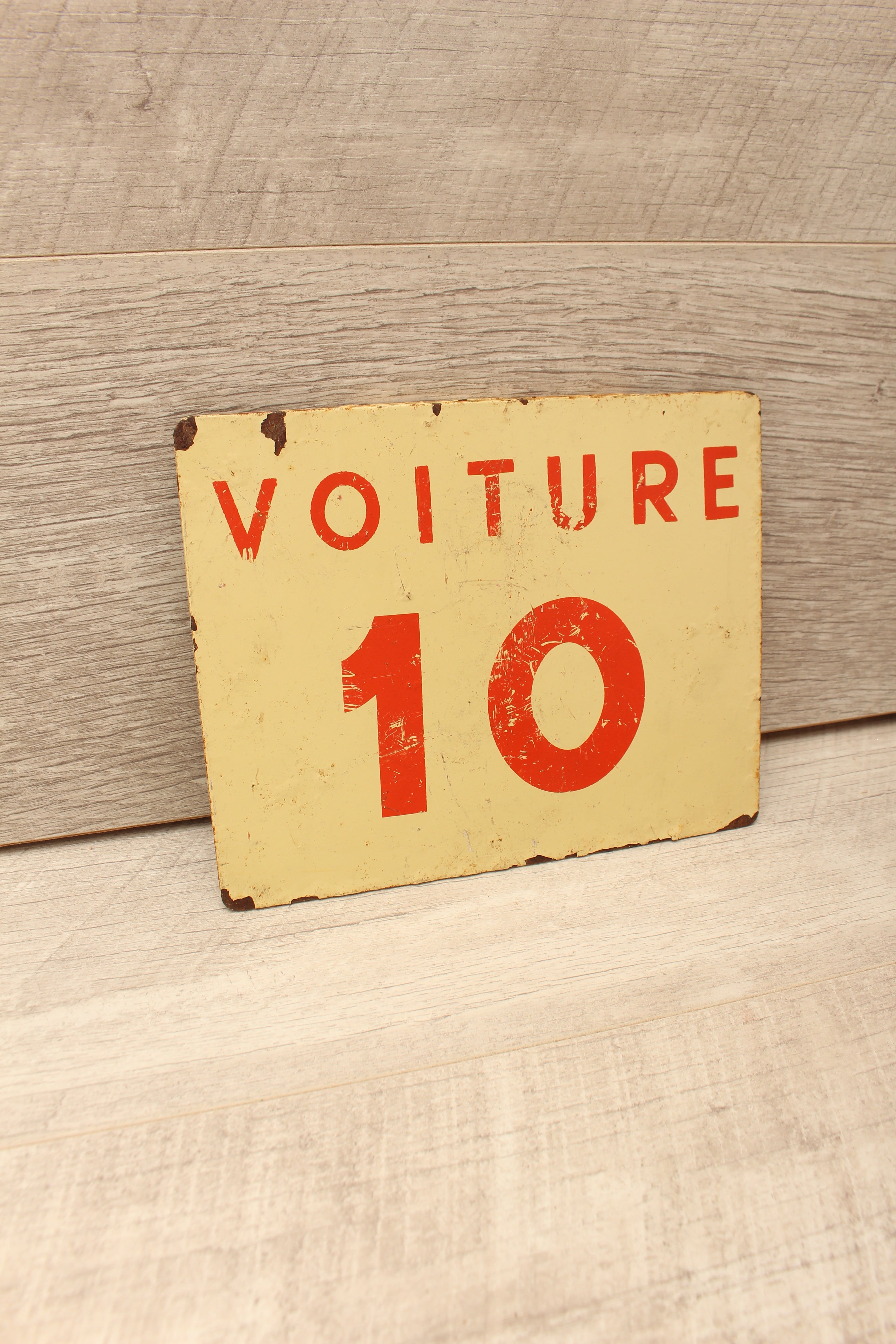 Vintage French SNCF Railway Carriage Sign Voiture 10 Lille Detling Salvage