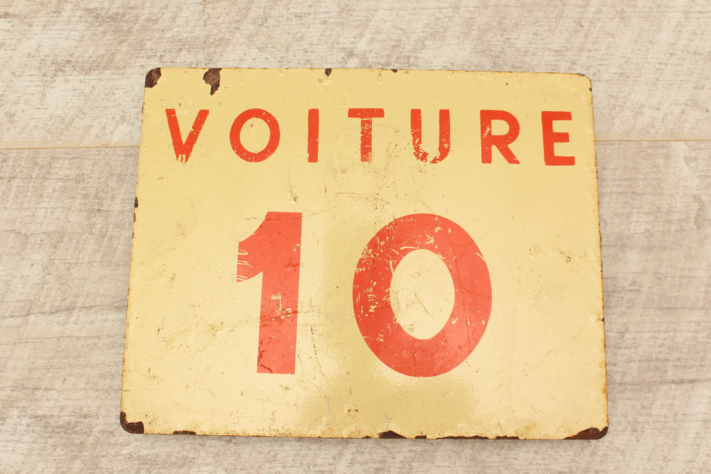 Vintage French SNCF Railway Carriage Sign Voiture 10 Lille Detling Salvage