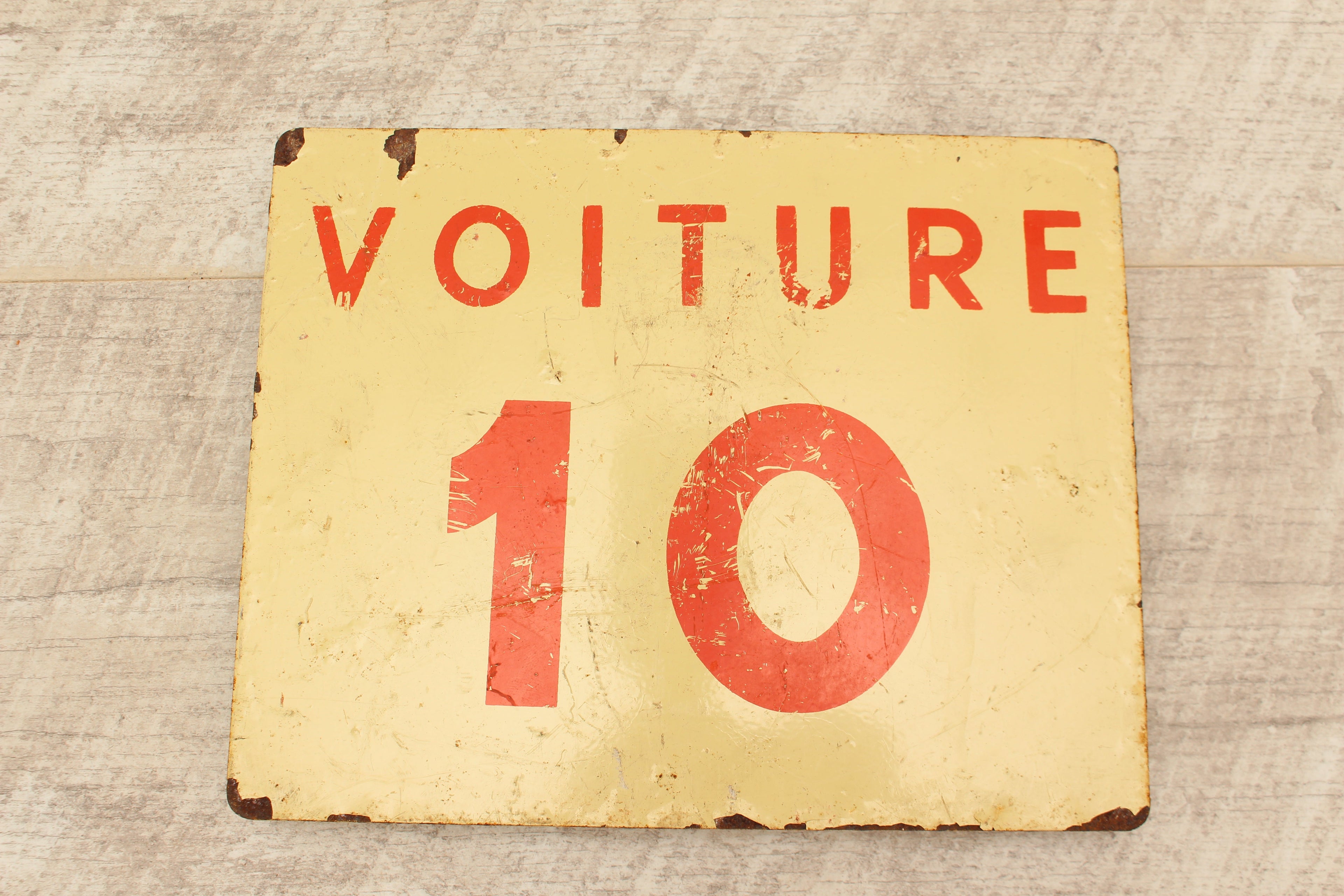 Vintage French SNCF Railway Carriage Sign Voiture 10 Lille Detling Salvage