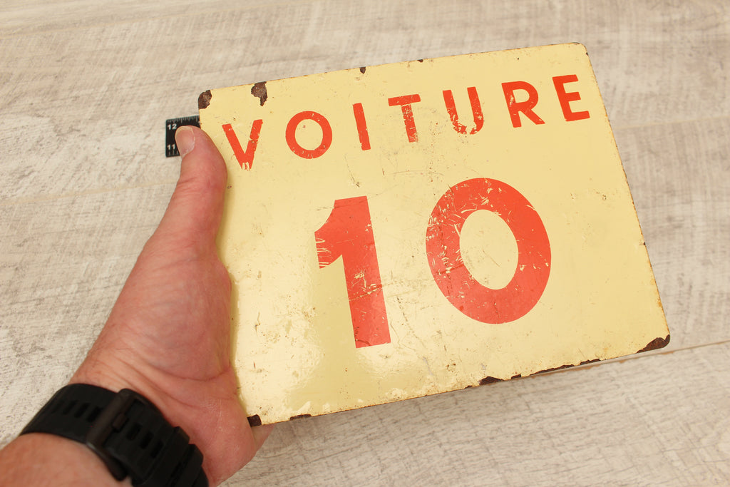 Vintage French SNCF Railway Carriage Sign Voiture 10 Lille Detling Salvage