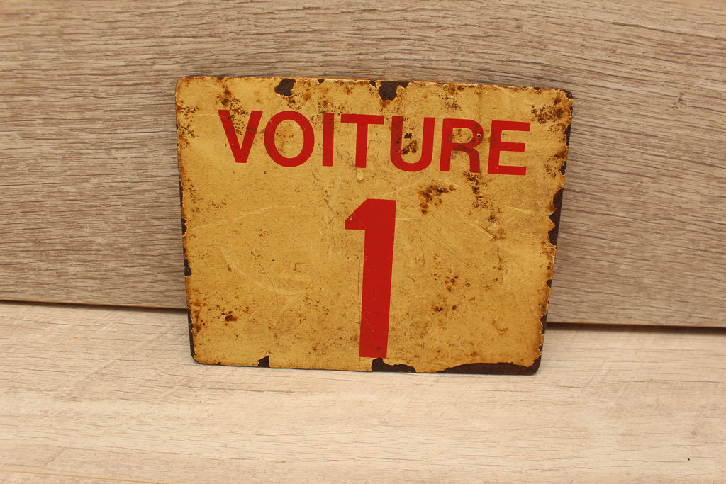 Vintage French SNCF Railway Carriage Sign Voiture 1 Landy PCV Detling Salvage