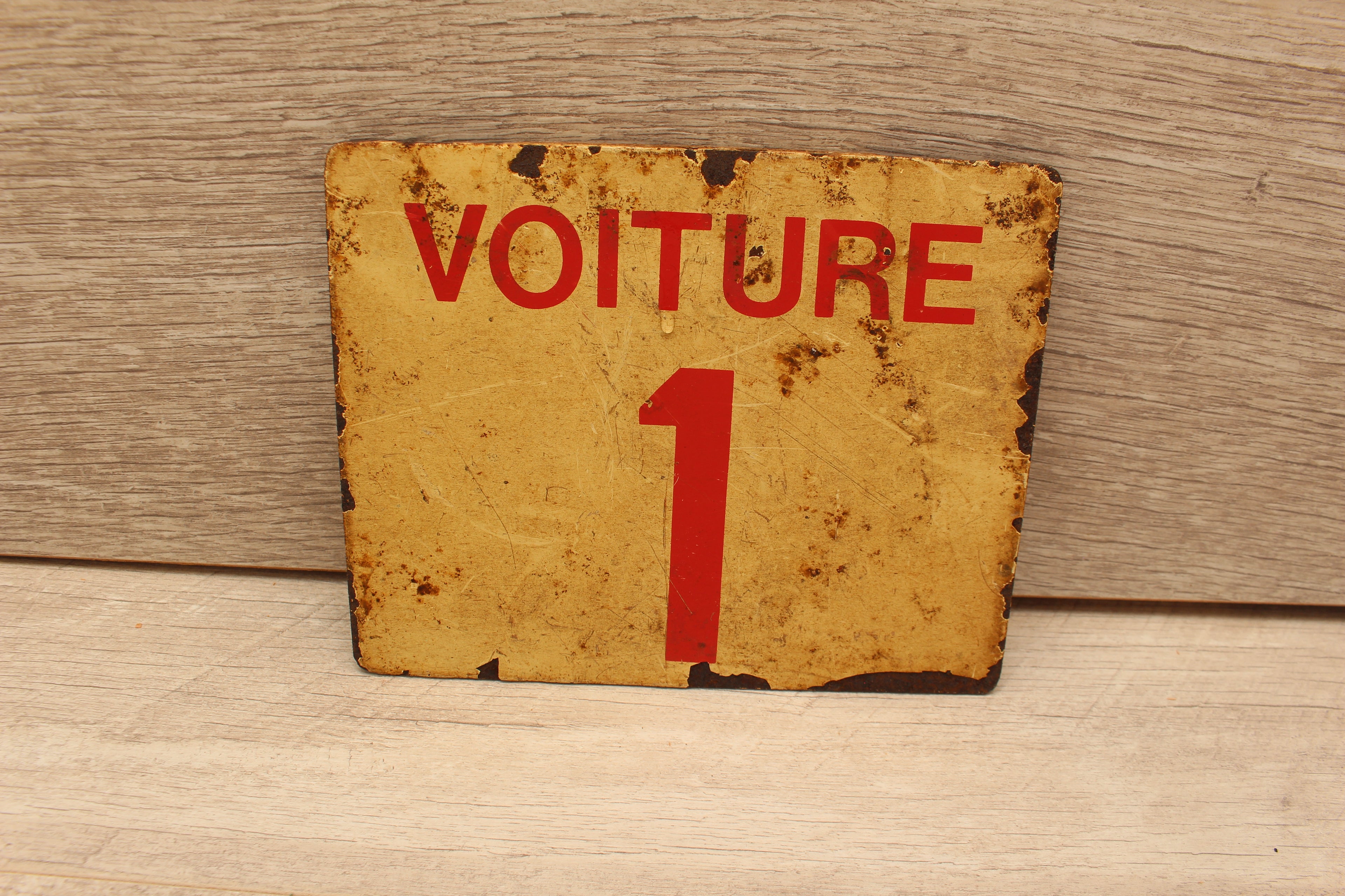 Vintage French SNCF Railway Carriage Sign Voiture 1 Landy PCV Detling Salvage