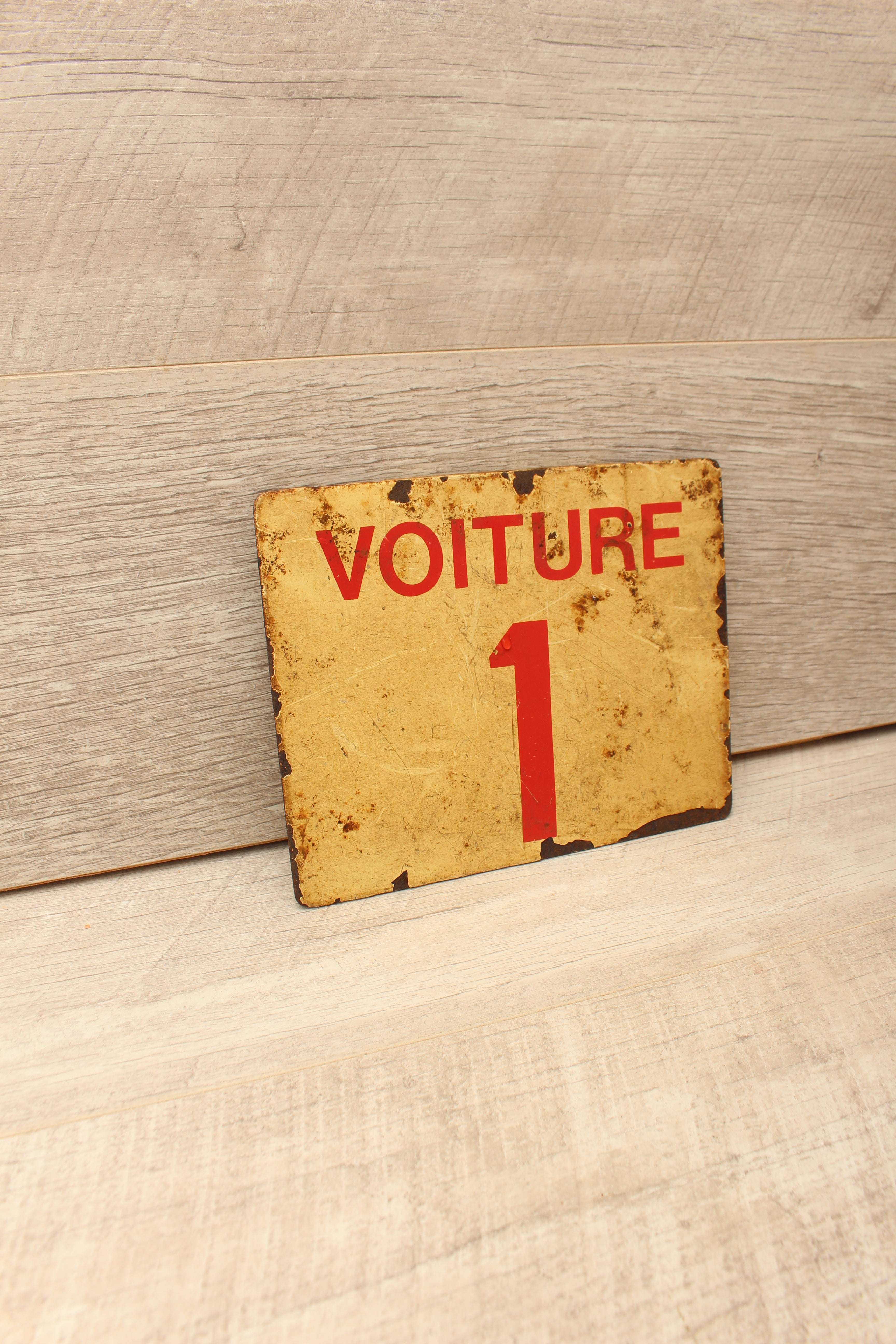 Vintage French SNCF Railway Carriage Sign Voiture 1 Landy PCV Detling Salvage