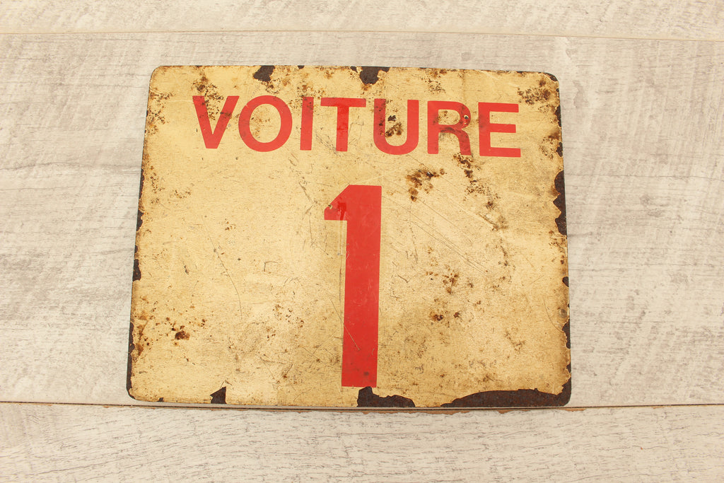 Vintage French SNCF Railway Carriage Sign Voiture 1 Landy PCV Detling Salvage