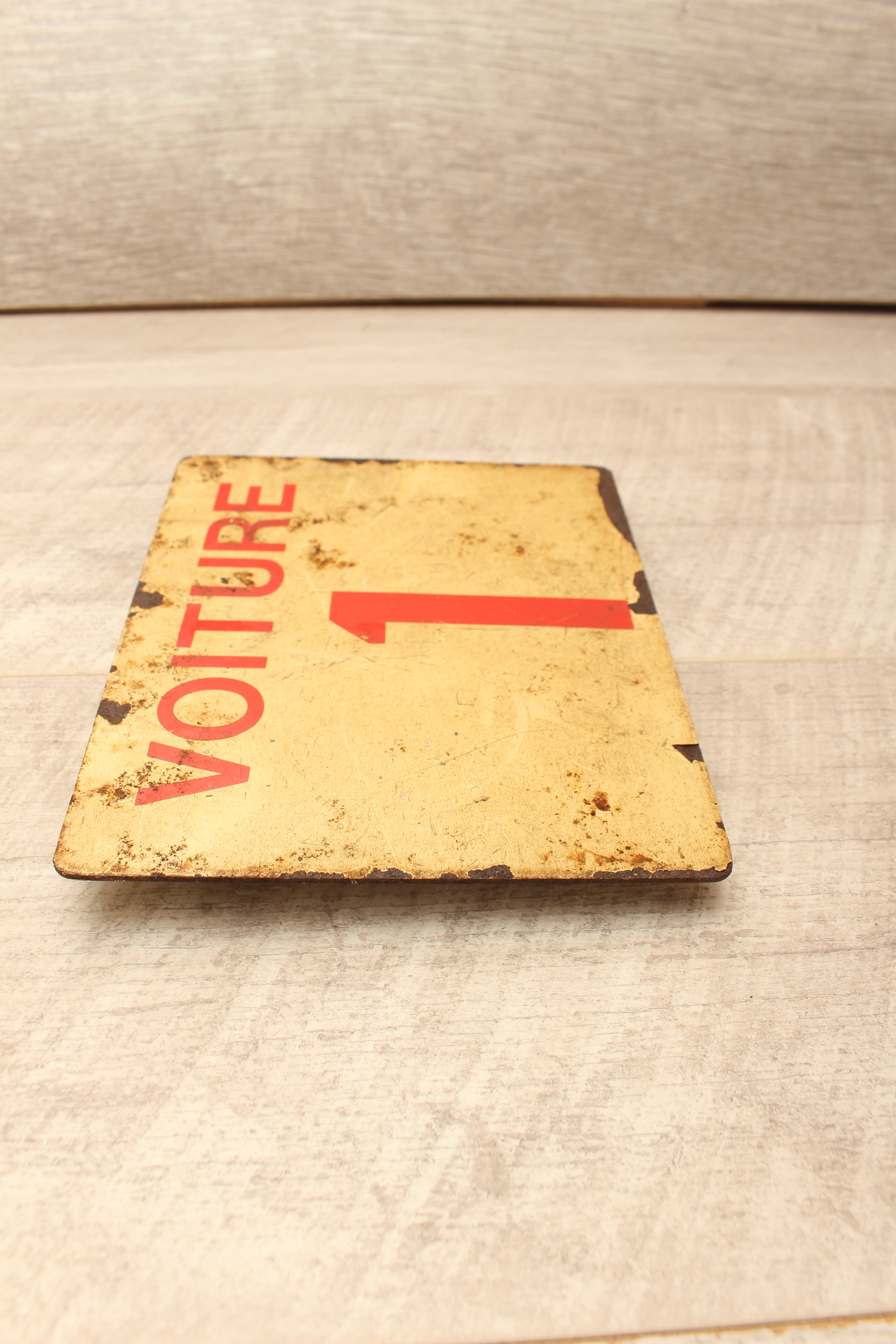 Vintage French SNCF Railway Carriage Sign Voiture 1 Landy PCV Detling Salvage