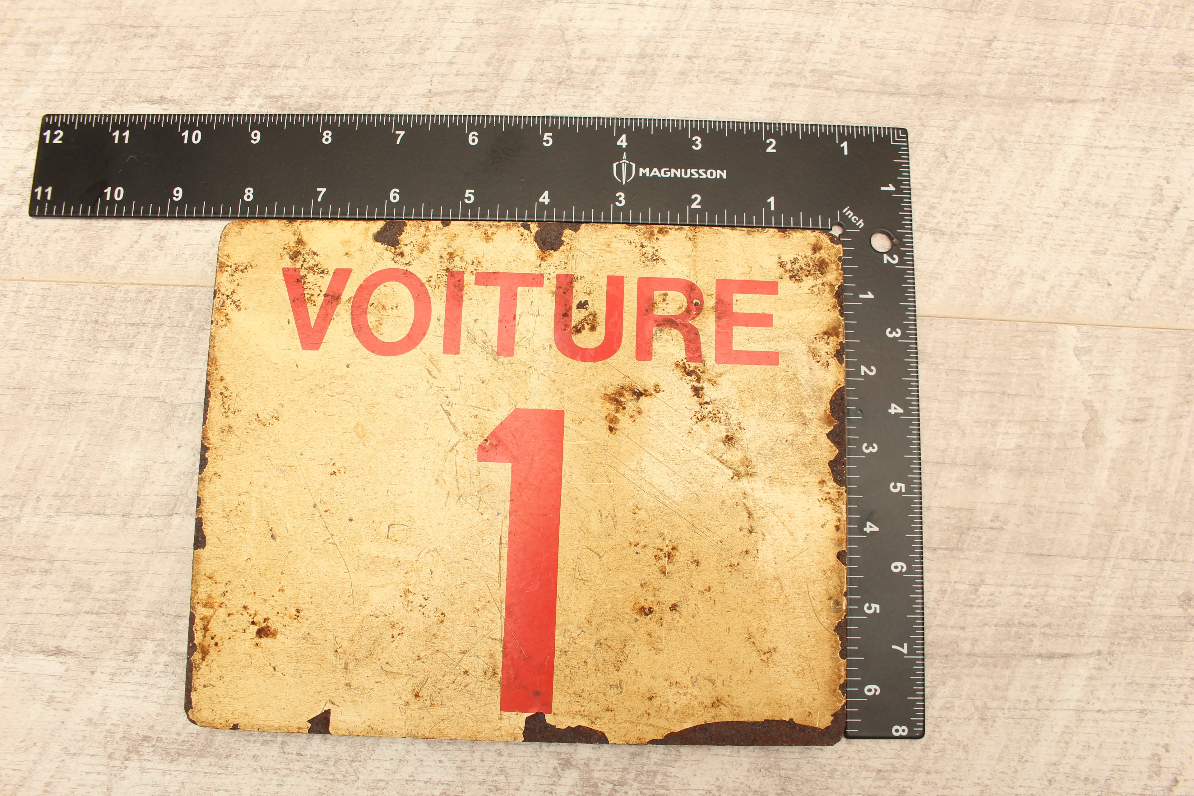 Vintage French SNCF Railway Carriage Sign Voiture 1 Landy PCV Detling Salvage