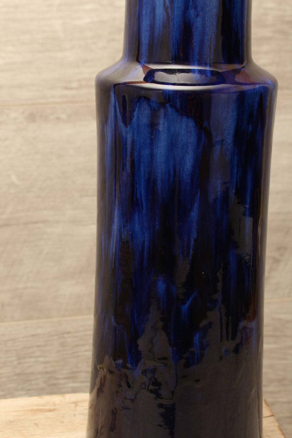 Vintage Scheurich Cobalt Blue Drip Glaze Floor Vase - Mid-Century Modern Ceramic (Form 205-32)