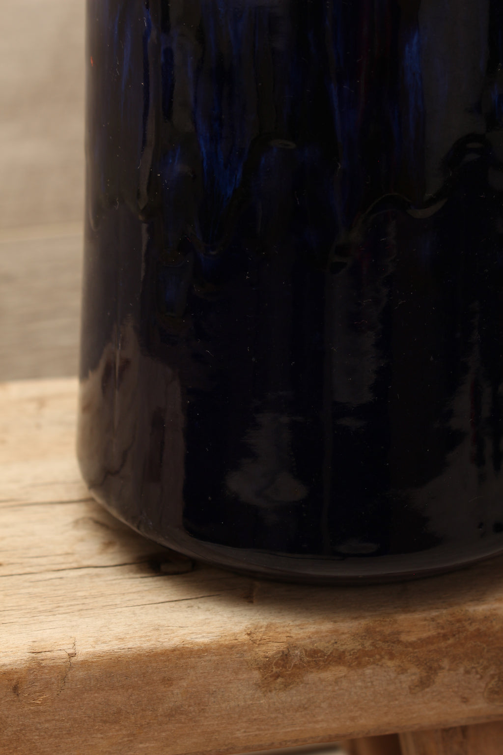 Vintage Scheurich Cobalt Blue Drip Glaze Floor Vase - Mid-Century Modern Ceramic (Form 205-32)