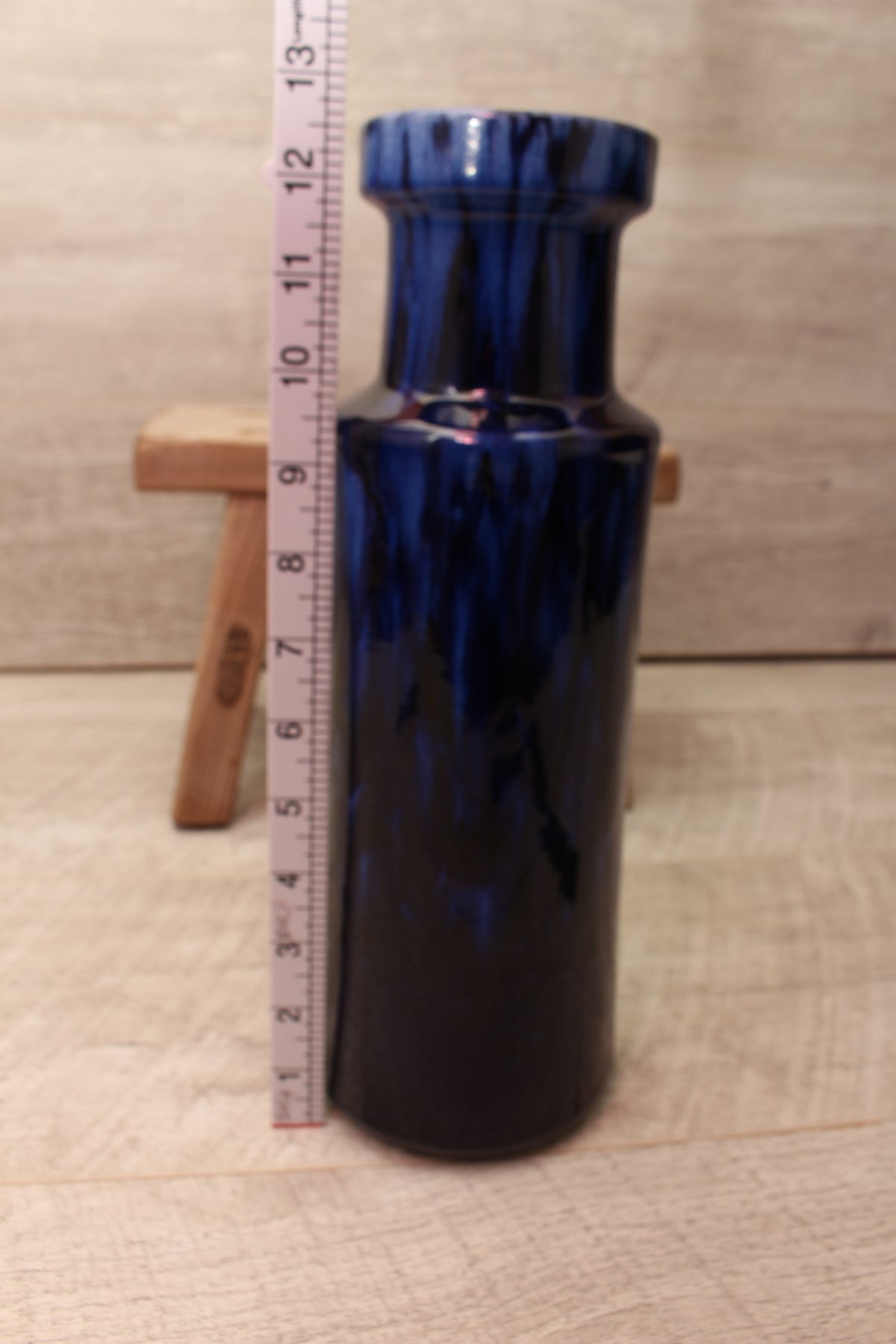 Vintage Scheurich Cobalt Blue Drip Glaze Floor Vase - Mid-Century Modern Ceramic (Form 205-32)
