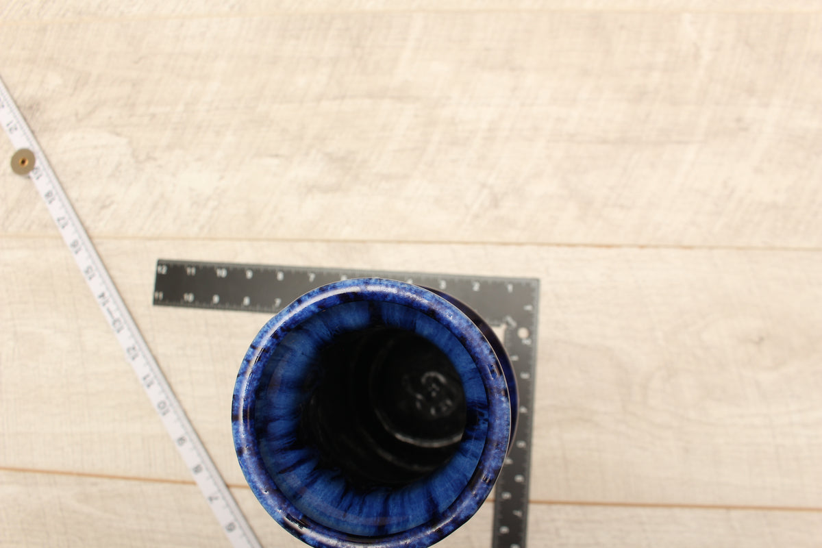 Vintage Scheurich Cobalt Blue Drip Glaze Floor Vase - Mid-Century Modern Ceramic (Form 205-32)