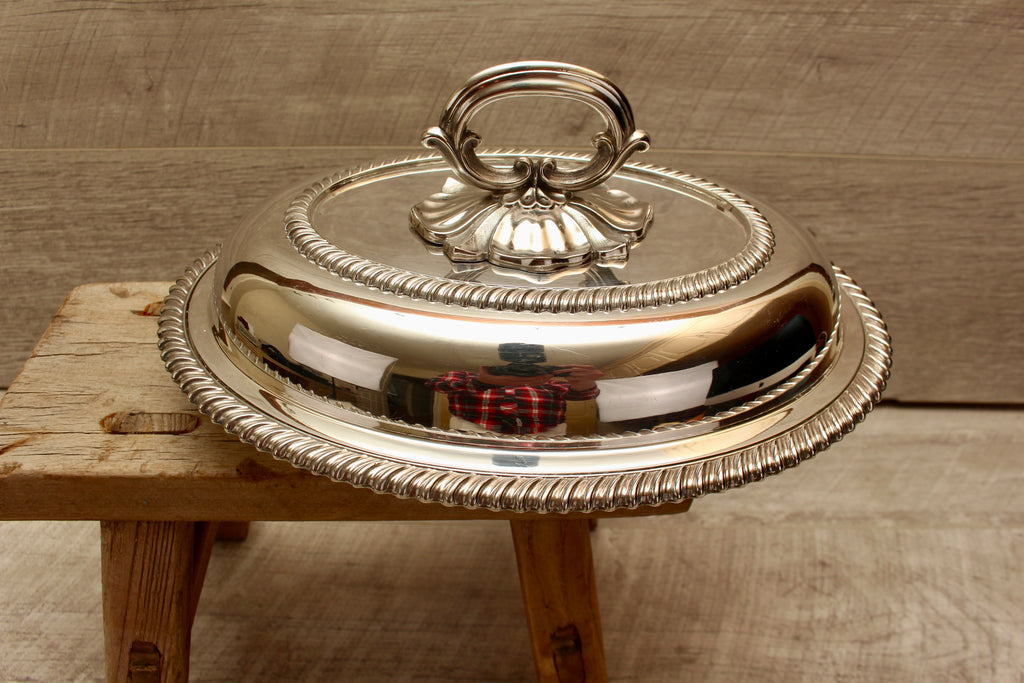 Antique Kerr & Phillips Glasgow Silver Plated Oval Entree Dish - Gadroon Border (c.1890)