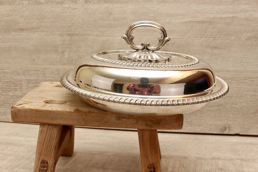 Antique Kerr & Phillips Glasgow Silver Plated Oval Entree Dish - Gadroon Border (c.1890)