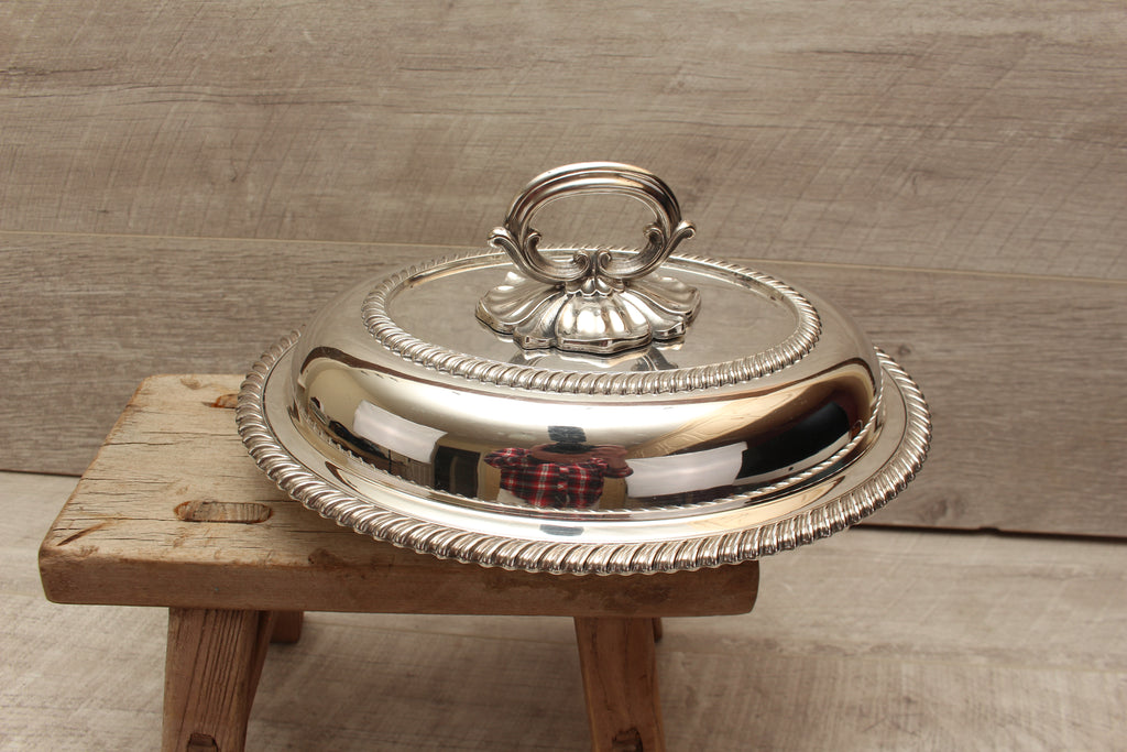 Antique Kerr & Phillips Glasgow Silver Plated Oval Entree Dish - Gadroon Border (c.1890)