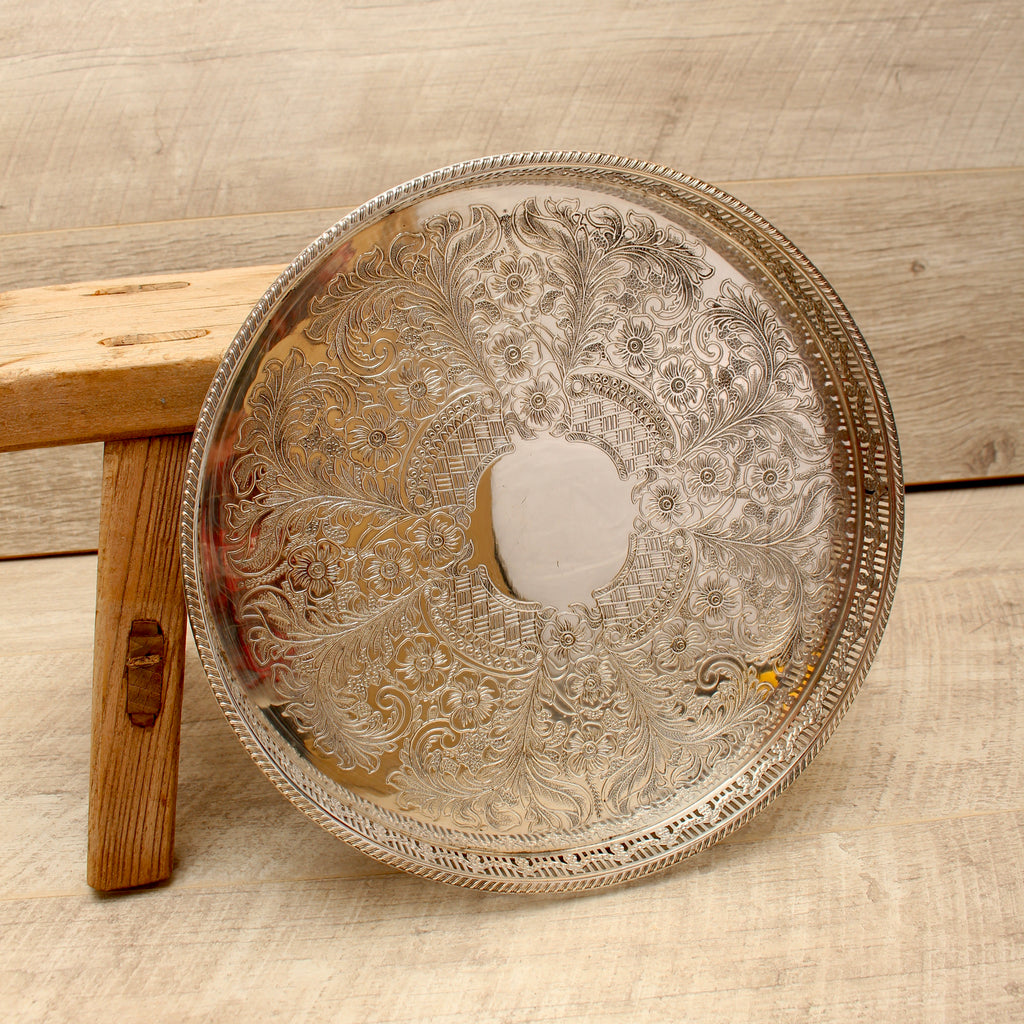 Vintage Viners of Sheffield Silver on Copper Gallery Tray - Chased Old Sheffield Plate Reproduction