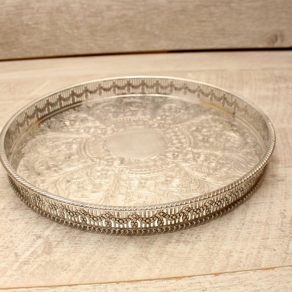 Vintage Viners of Sheffield Silver on Copper Gallery Tray - Chased Old Sheffield Plate Reproduction