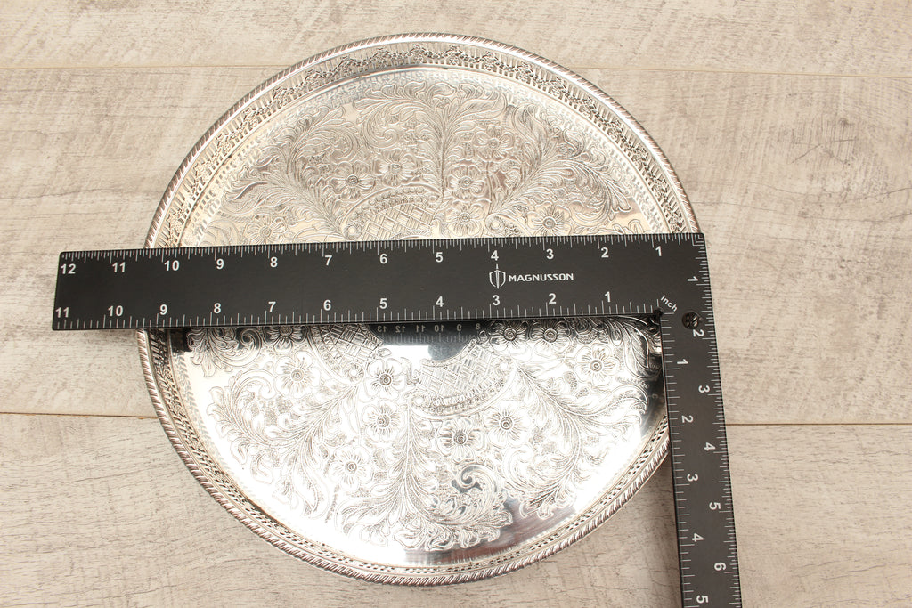 Vintage Viners of Sheffield Silver on Copper Gallery Tray - Chased Old Sheffield Plate Reproduction