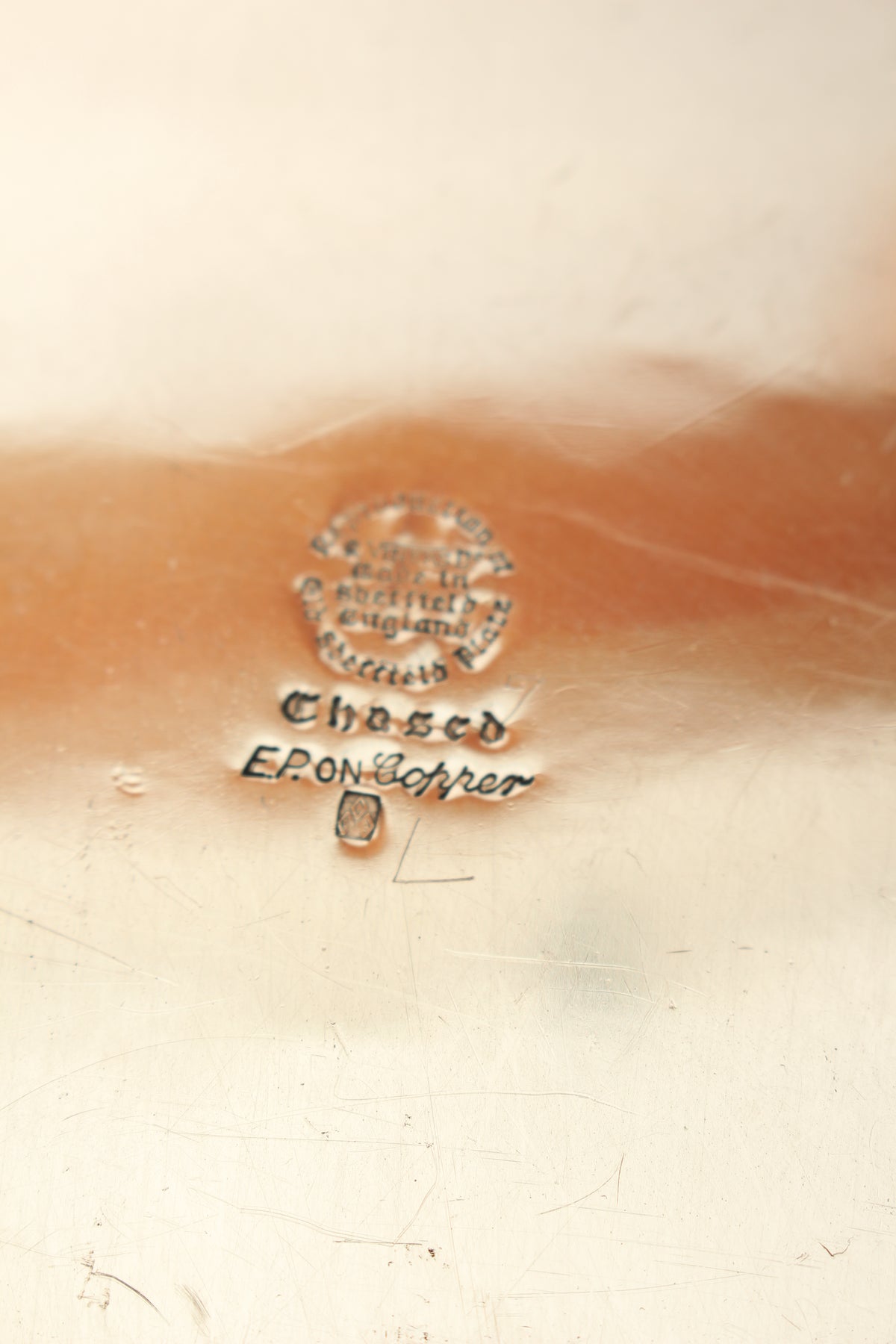 Vintage Viners of Sheffield Silver on Copper Oval Gallery Tray - Chased Grapevine Design