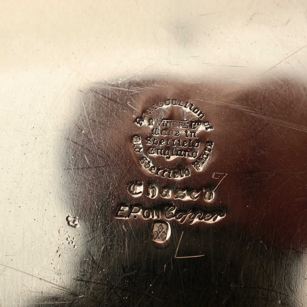 Vintage Viners of Sheffield Silver on Copper Oval Gallery Tray - Chased Grapevine Design
