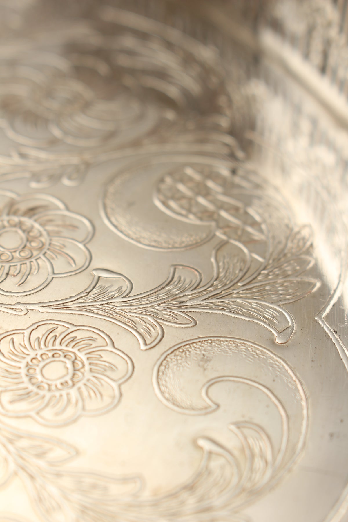 Vintage Viners of Sheffield Silver on Copper Gallery Tray - Chased Round Drinks Salver