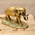 Antique Solid Brass Elephant Figurine on Cast Savannah Base - British Made Barware Paperweight