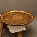Vintage Italian Florentine Round Serving Tray - Mid-Century Gold Gilt & Orange Salver