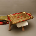 Vintage Italian Florentine Rectangular Serving Tray - Mid-Century Gold Gilt & Crimson Red Tureen Stand