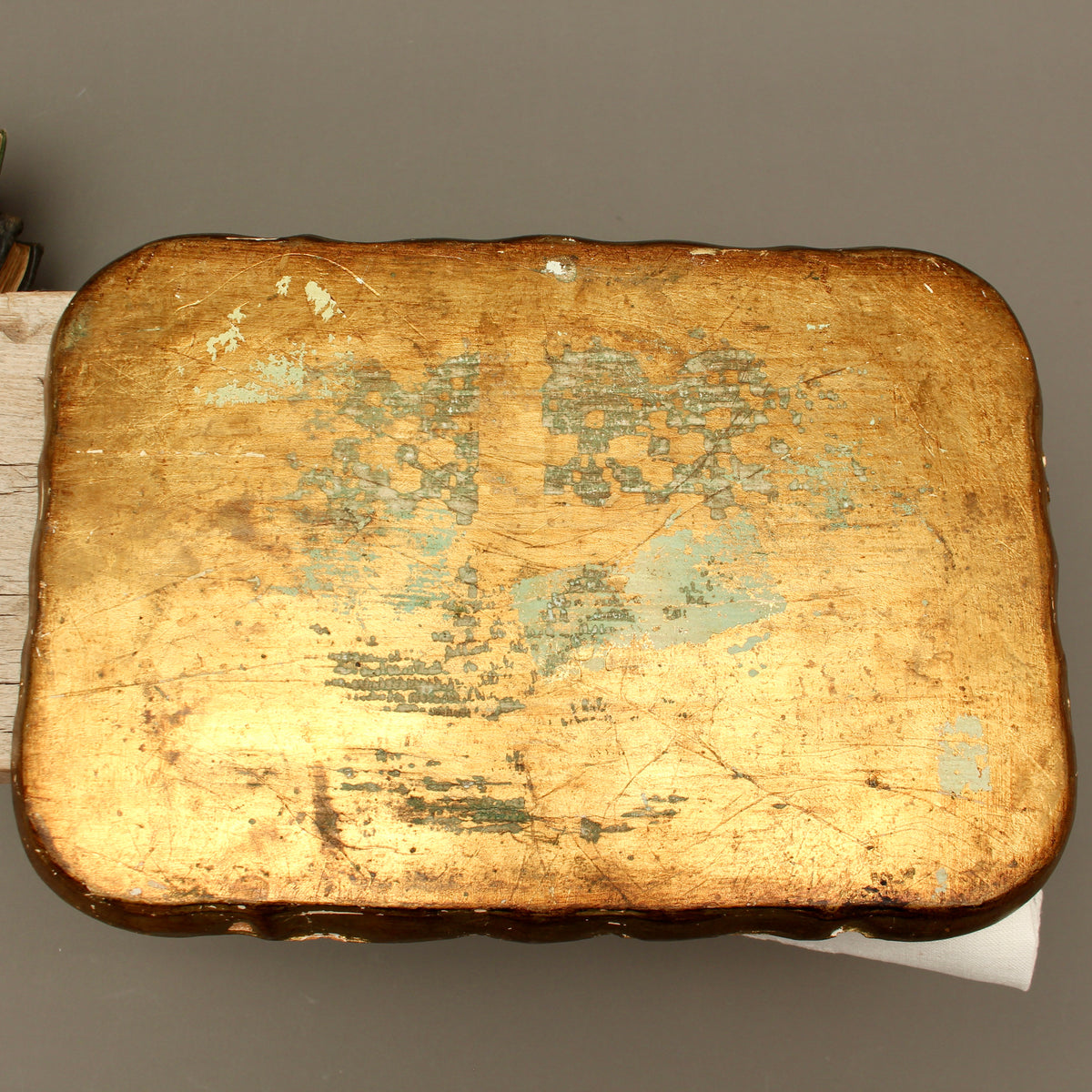 Vintage Italian Florentine Small Rectangular Serving Tray - Mid-Century Gold Gilt Trinket Platter