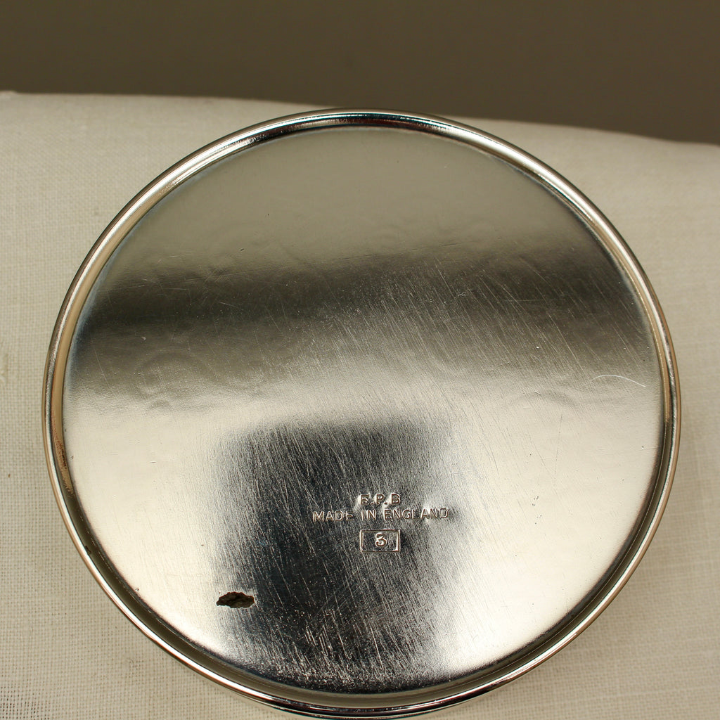 Vintage English Silver Plated Pierced Wine Bottle Coaster - Chased Barware Decanter Stand