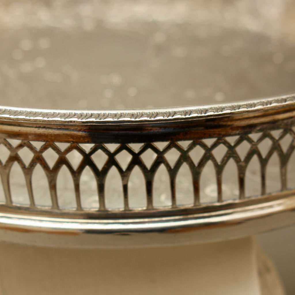 Vintage Cavalier Silver Plated Round Gallery Tray - Small Chased Drinks Salver
