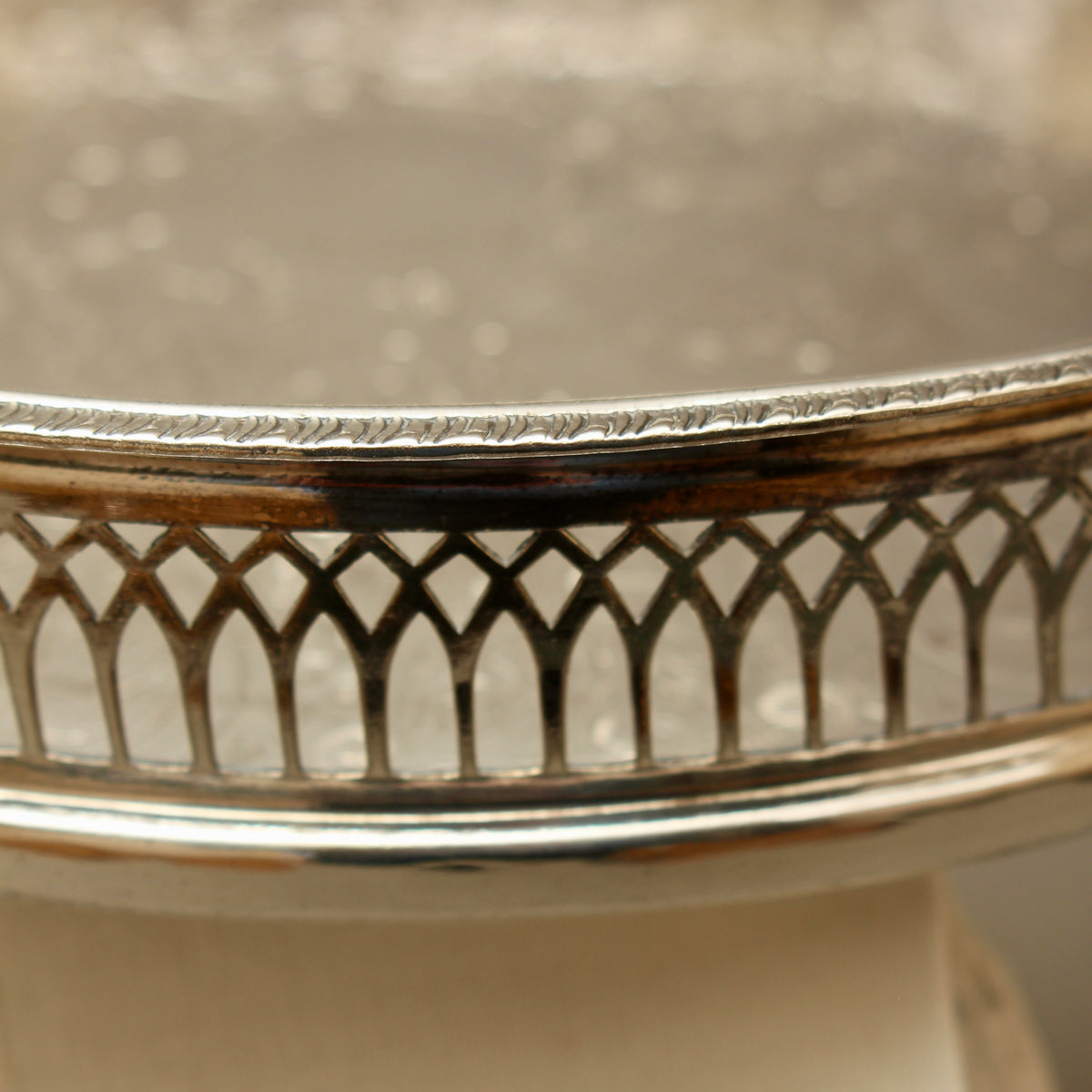 Vintage Cavalier Silver Plated Round Gallery Tray - Small Chased Drinks Salver