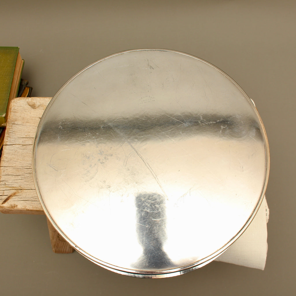 Vintage Cavalier Silver Plated Round Gallery Tray - Small Chased Drinks Salver