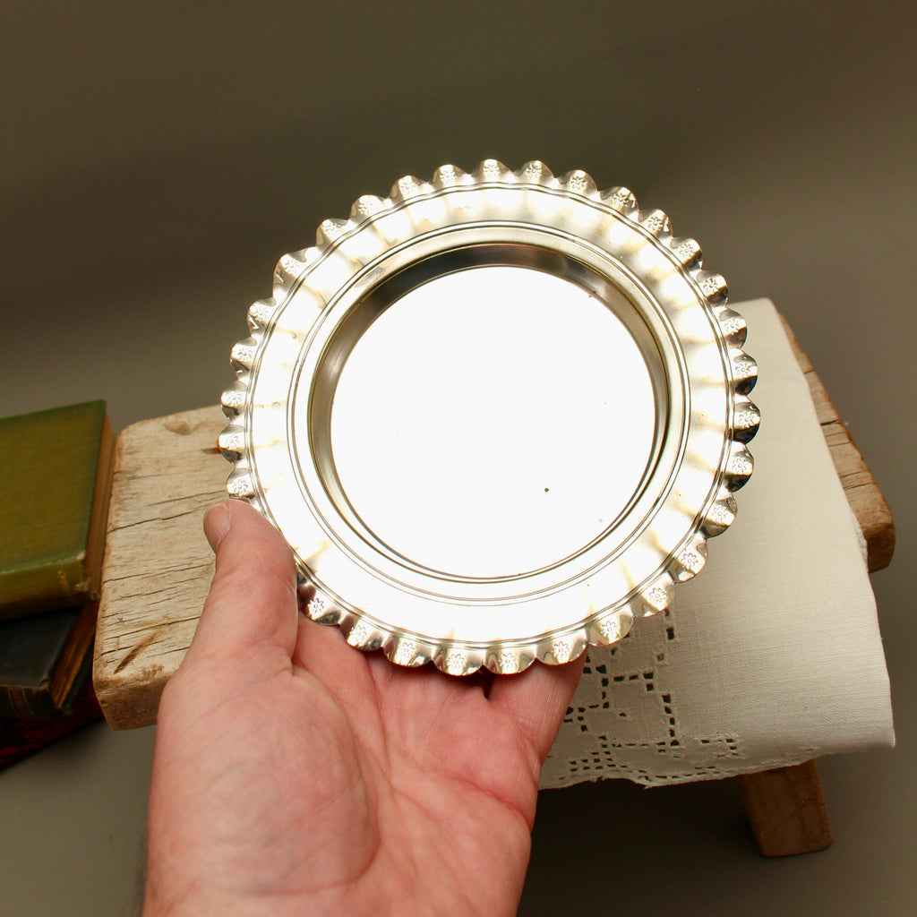 Vintage Joseph Gloster Silver Plated Trinket Tray - Fluted Edwardian Style Pin Dish