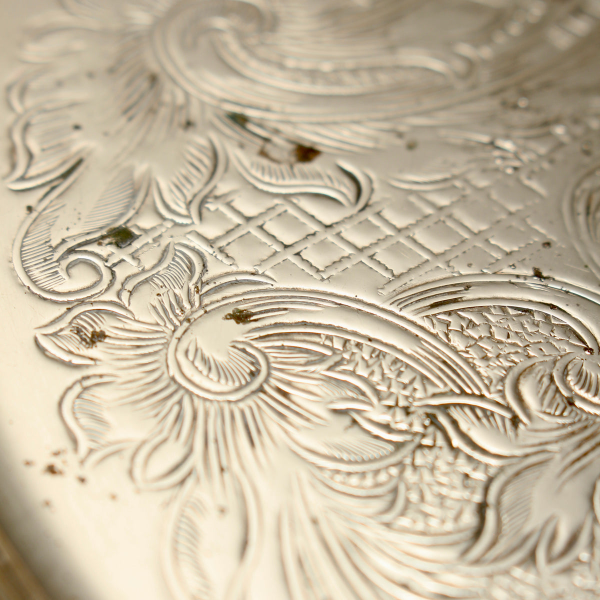 Vintage Hart's of Sheffield Silver on Copper Tray - Chased Chippendale Style Drinks Salver