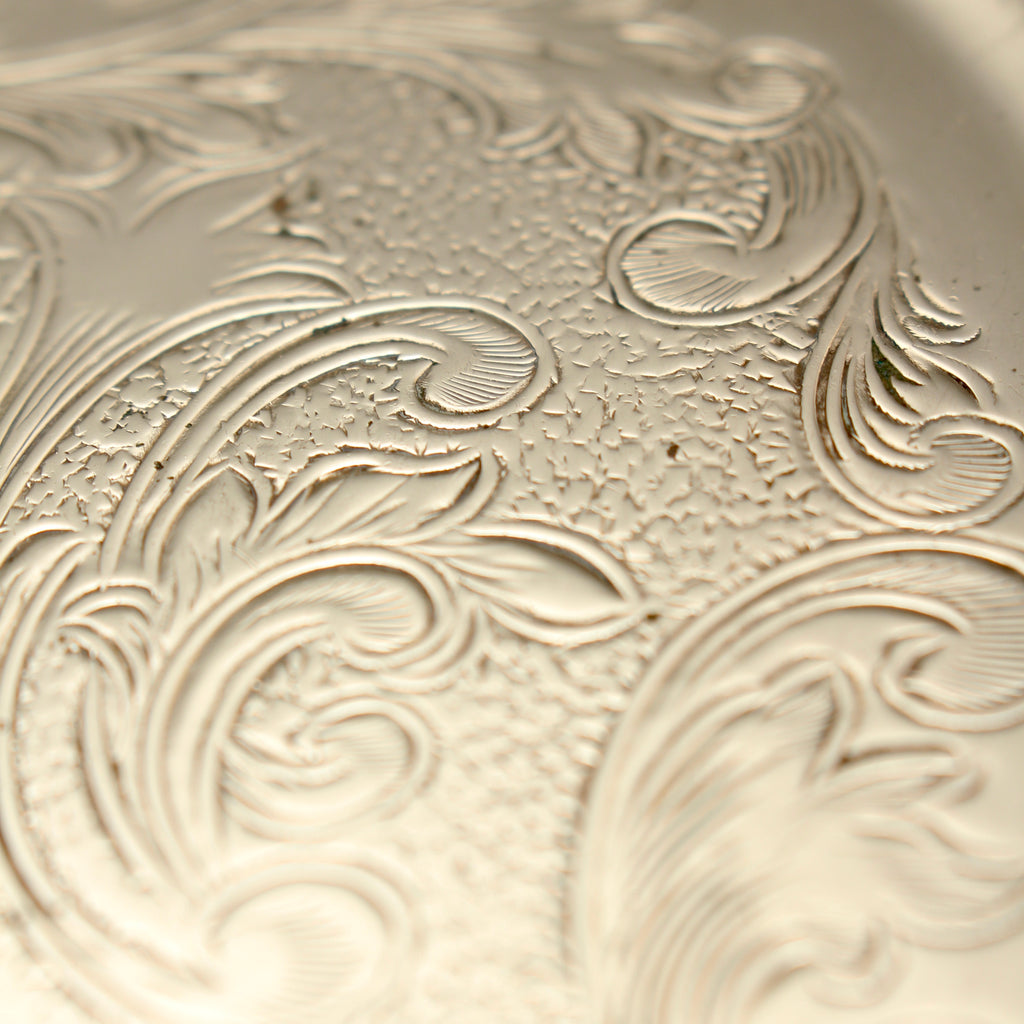 Vintage Hart's of Sheffield Silver on Copper Tray - Chased Chippendale Style Drinks Salver