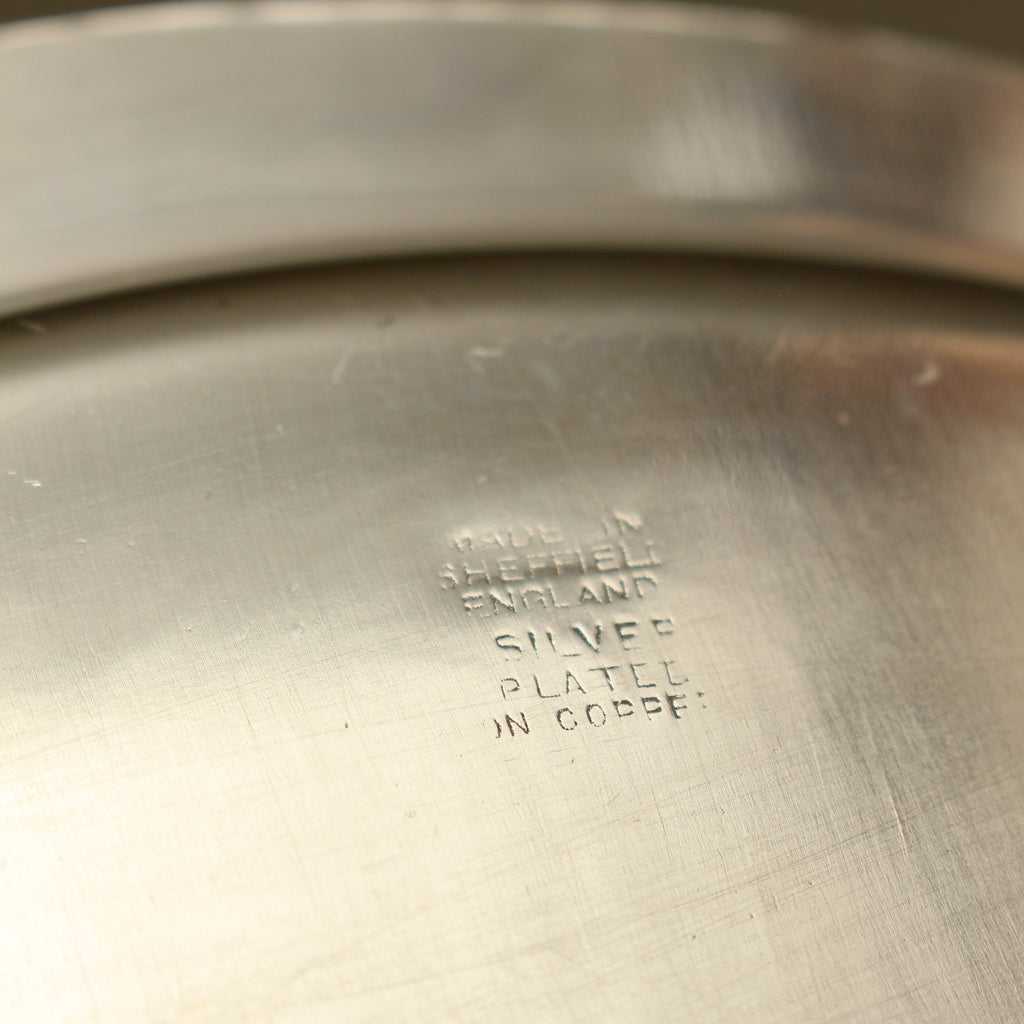 Vintage Hart's of Sheffield Silver on Copper Tray - Chased Chippendale Style Drinks Salver
