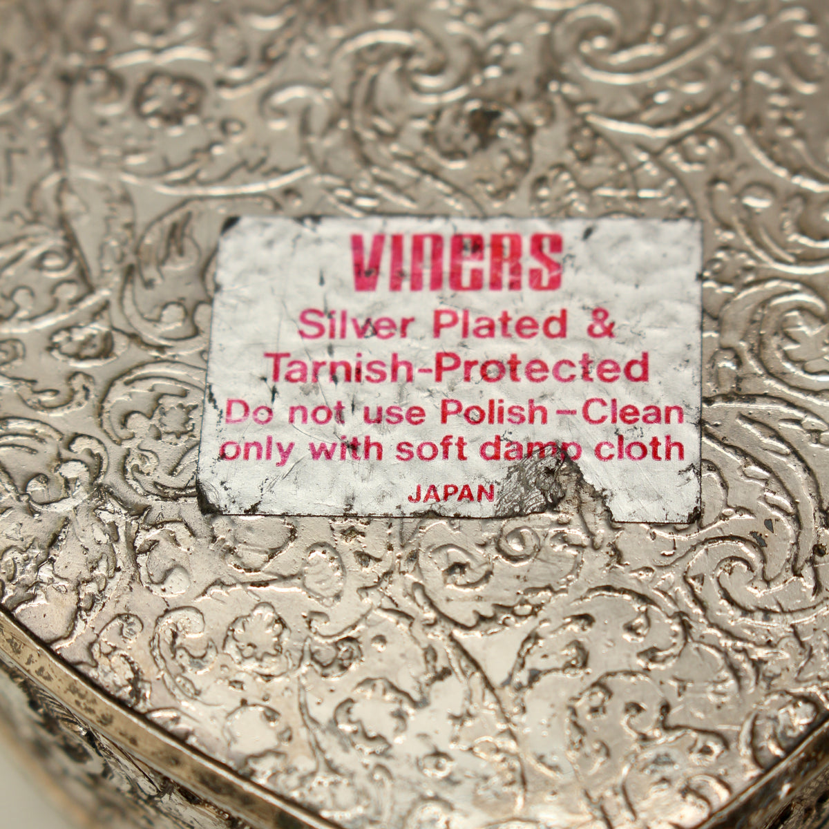 Vintage Viners Silver Plated Heart Trinket Box - Mid-Century Repousse Jewellery Casket