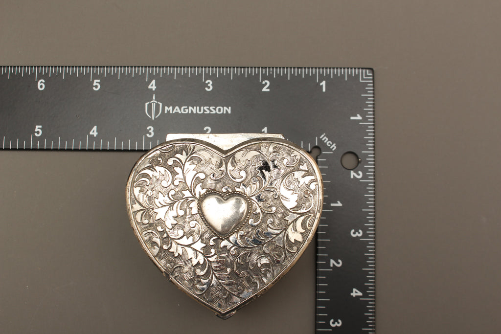 Vintage Viners Silver Plated Heart Trinket Box - Mid-Century Repousse Jewellery Casket
