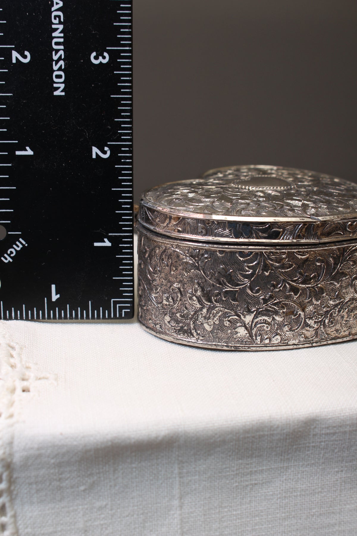 Vintage Viners Silver Plated Heart Trinket Box - Mid-Century Repousse Jewellery Casket