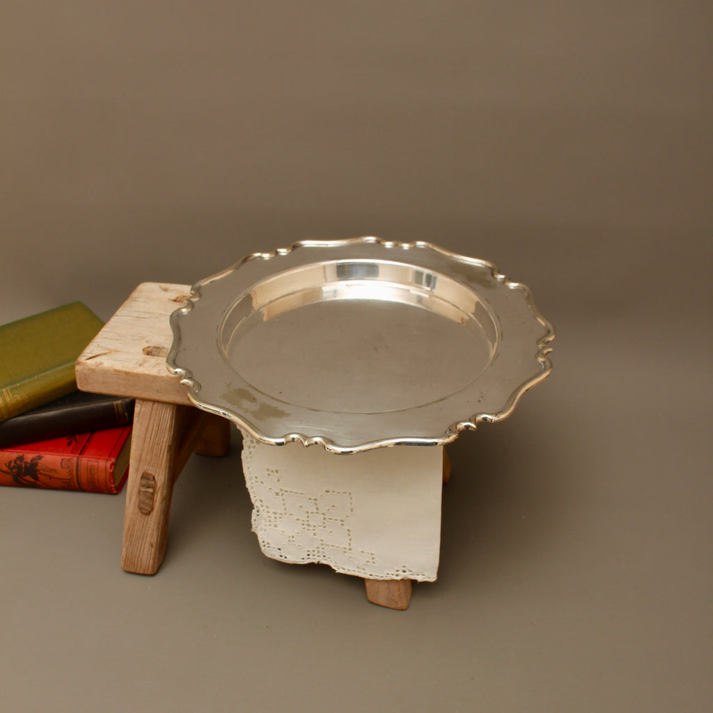 Antique Edward & Sons Glasgow Silver Plated Salver - Chippendale Style Drinks Tray (c.1900)