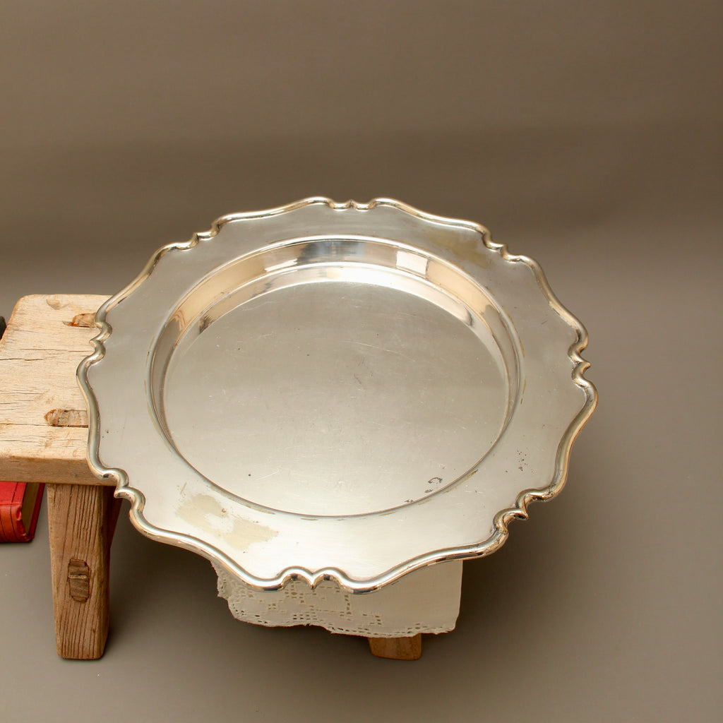 Antique Edward & Sons Glasgow Silver Plated Salver - Chippendale Style Drinks Tray (c.1900)