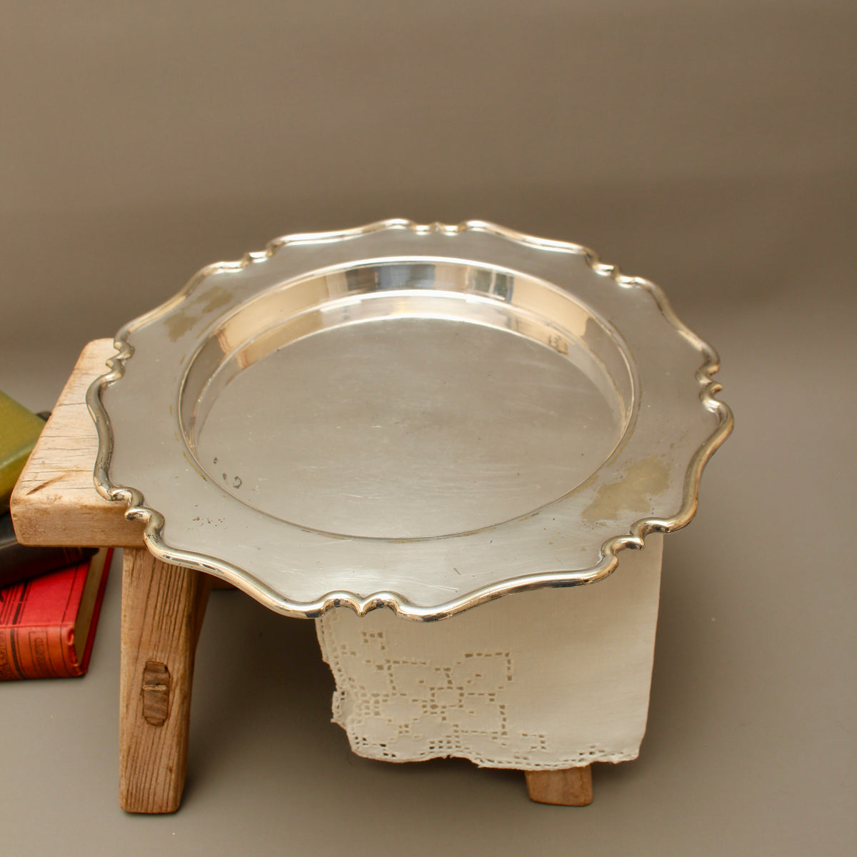 Antique Edward & Sons Glasgow Silver Plated Salver - Chippendale Style Drinks Tray (c.1900)