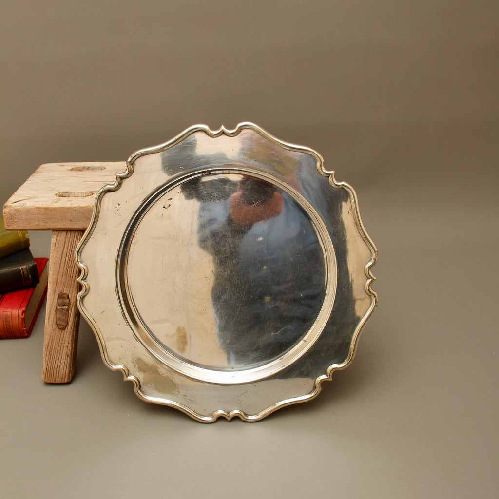 Antique Edward & Sons Glasgow Silver Plated Salver - Chippendale Style Drinks Tray (c.1900)