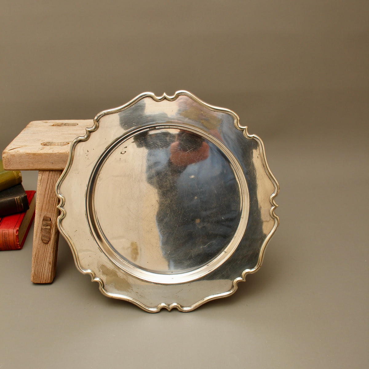 Antique Edward & Sons Glasgow Silver Plated Salver - Chippendale Style Drinks Tray (c.1900)