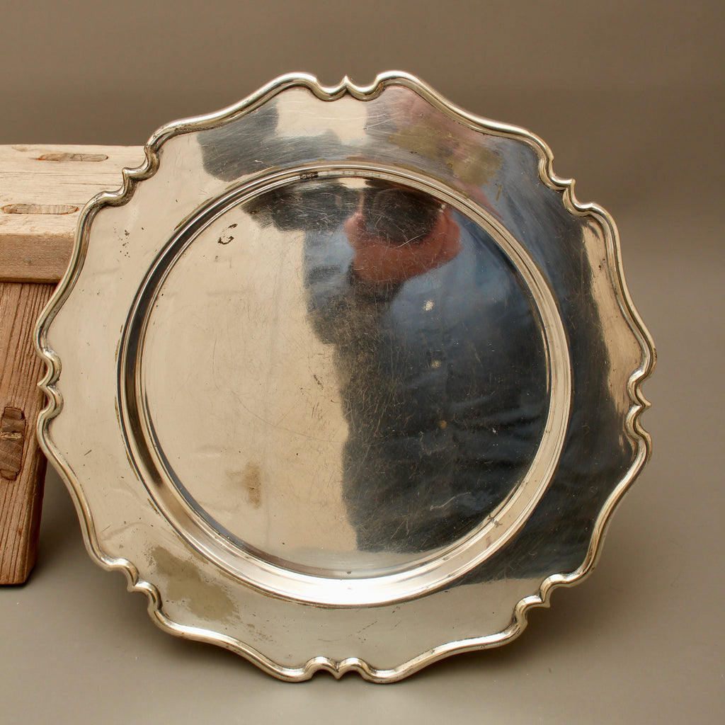 Antique Edward & Sons Glasgow Silver Plated Salver - Chippendale Style Drinks Tray (c.1900)