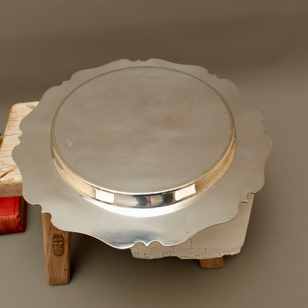 Antique Edward & Sons Glasgow Silver Plated Salver - Chippendale Style Drinks Tray (c.1900)