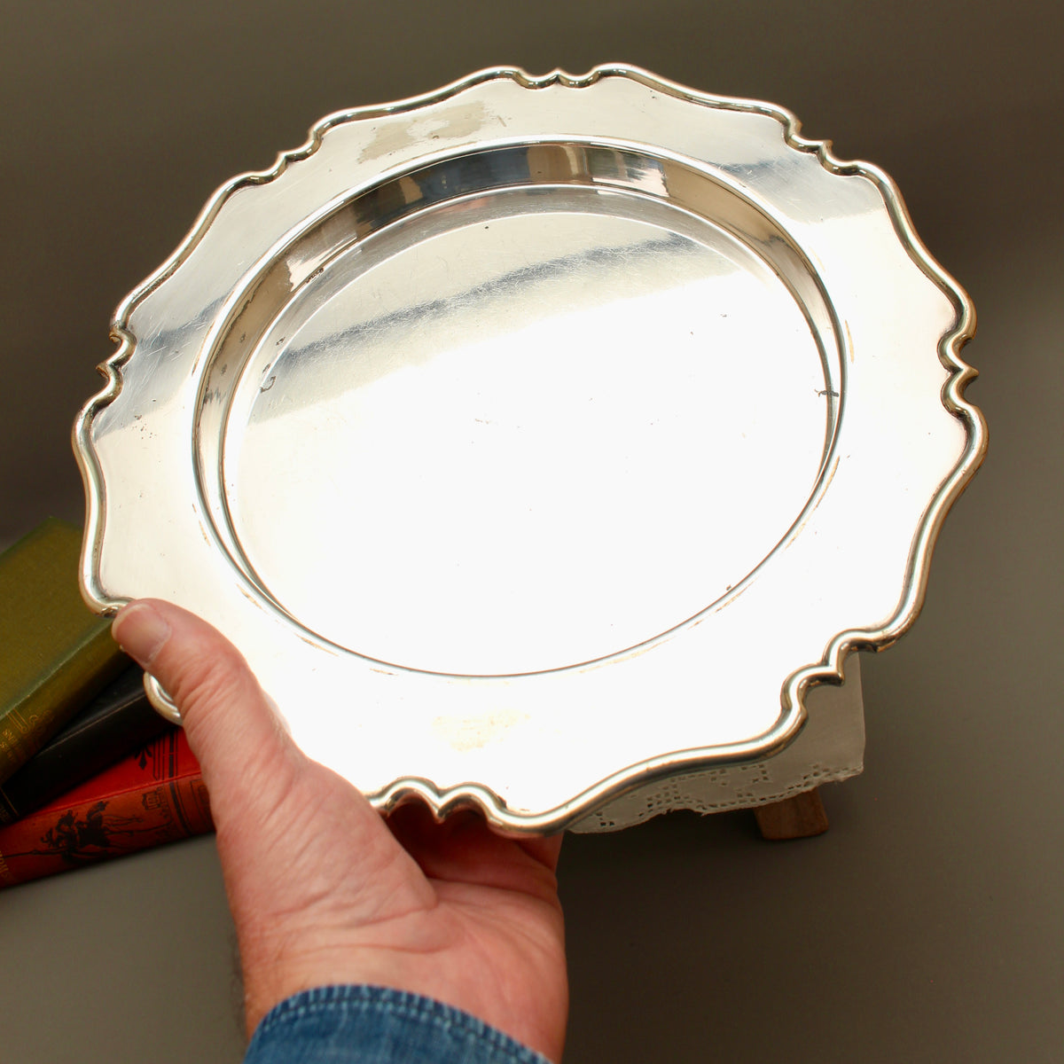 Antique Edward & Sons Glasgow Silver Plated Salver - Chippendale Style Drinks Tray (c.1900)