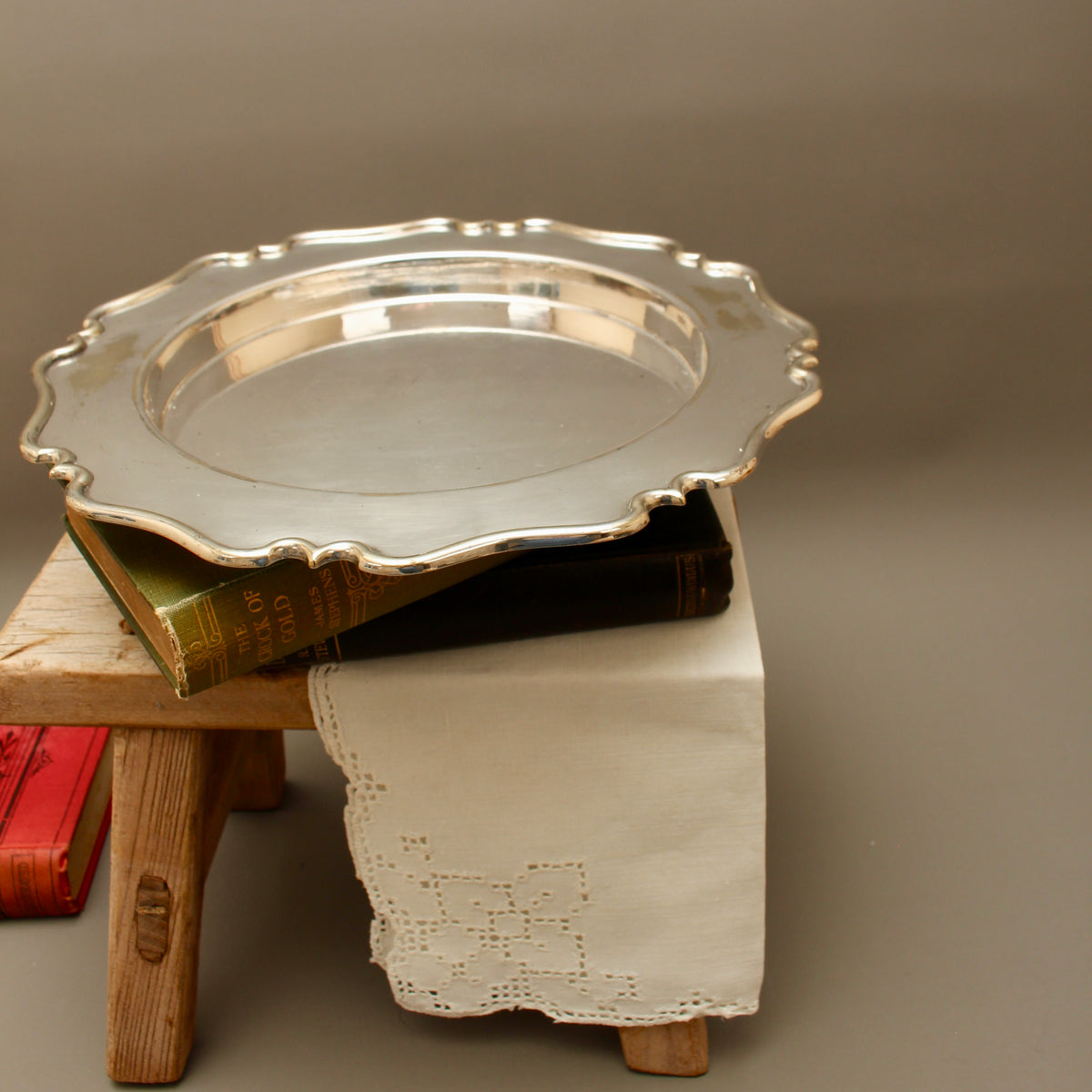 Antique Edward & Sons Glasgow Silver Plated Salver - Chippendale Style Drinks Tray (c.1900)