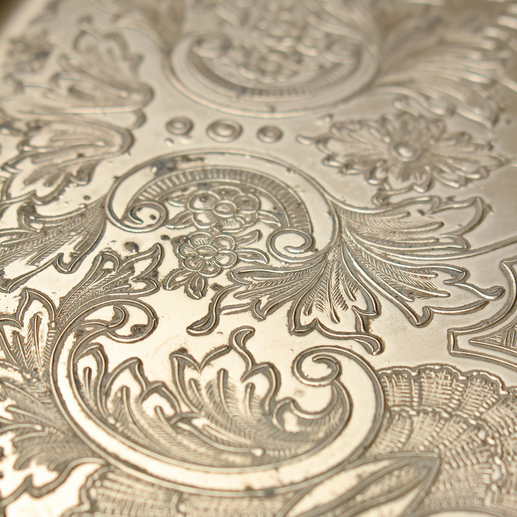 Vintage Ianthe Silver Plated Round Serving Tray - Mid-Century Chased Drinks Salver