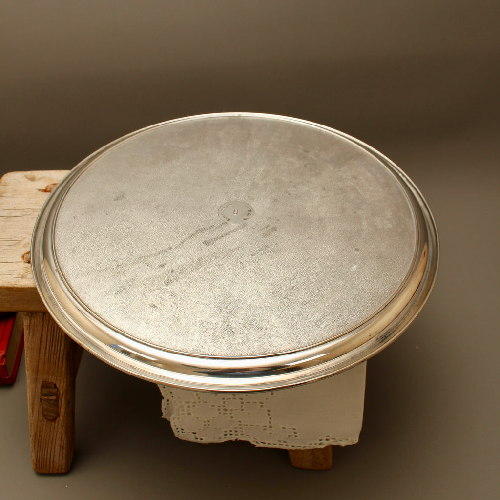 Vintage Ianthe Silver Plated Round Serving Tray - Mid-Century Chased Drinks Salver